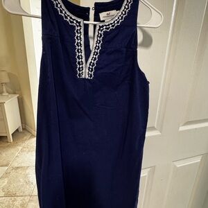 NEW Vineyard Vines Dark Blue Mini Dress with White Embroidery